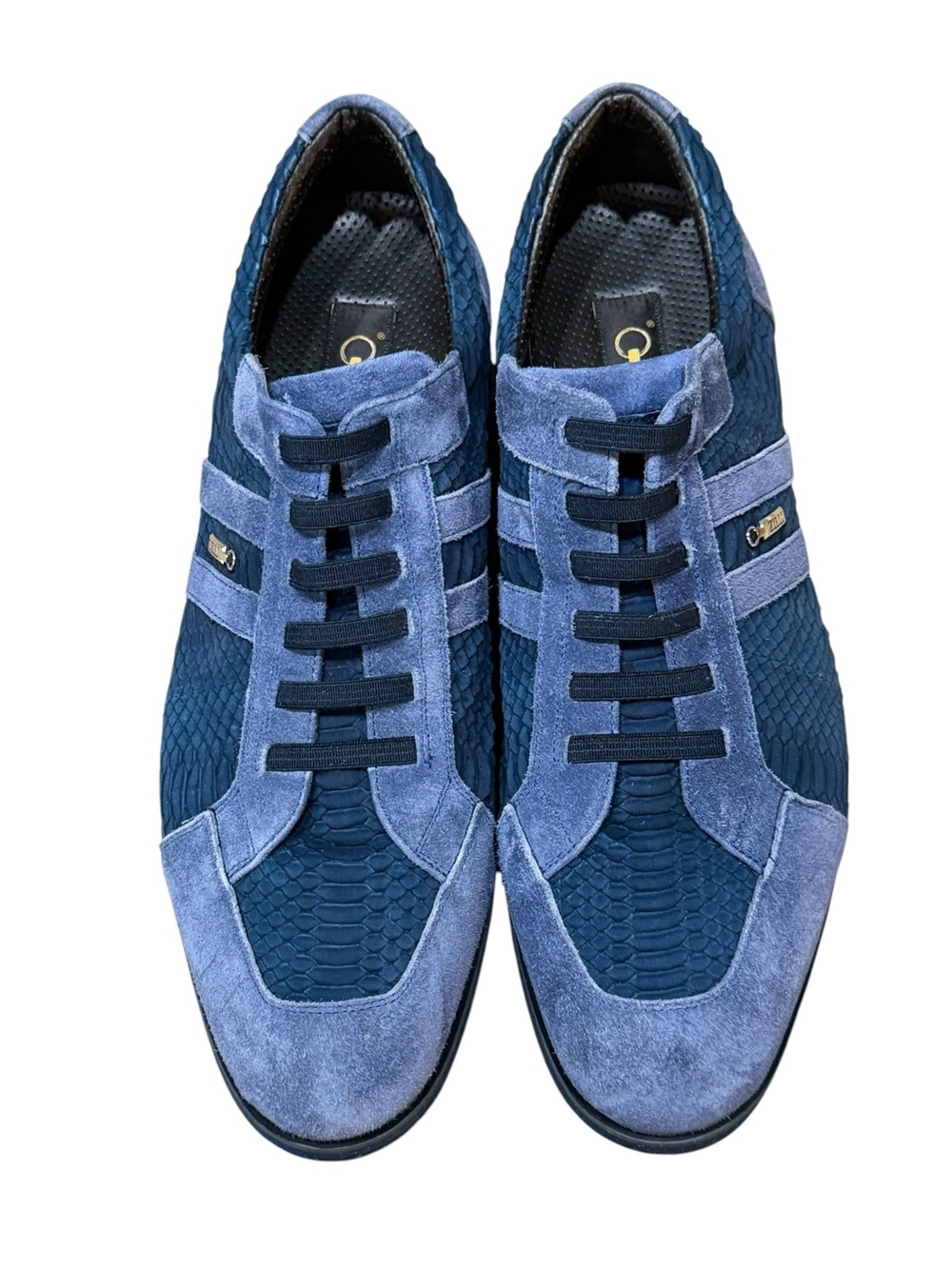 Exotic Python Blue Genuine Suede Leather Luxury Sneakers Designer Rare 10.5